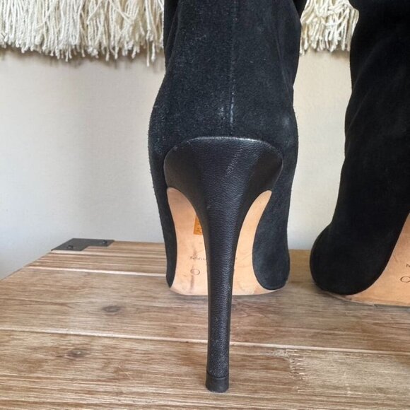 IRO The Stevie Gathered Slouch Black Suede Leather Heeled Boho Boots Size 38 / 7 - Picture 9 of 13